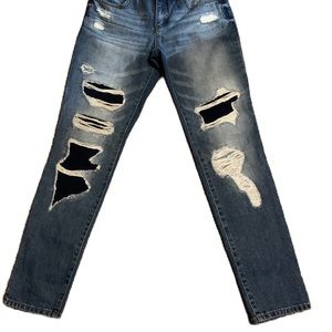 Signature Studio Distressed/Patched Jeans, Size 4